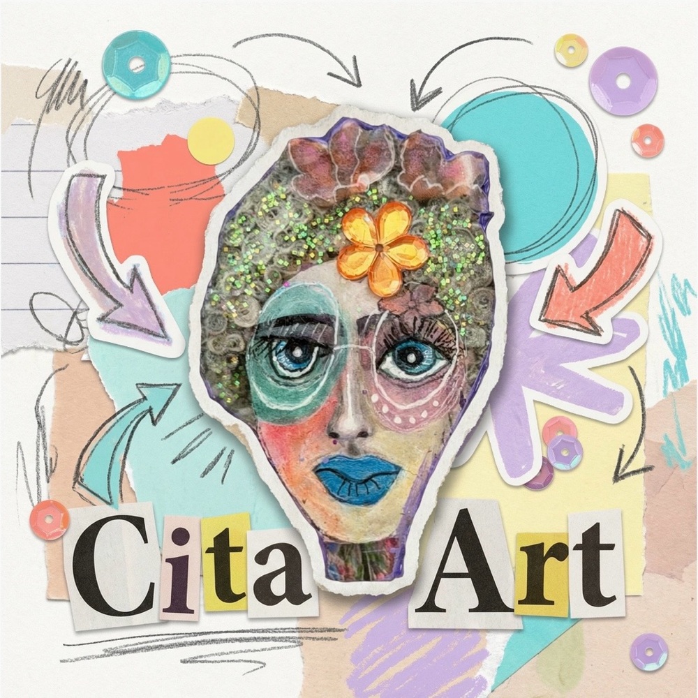 Colorful Abstract Quirky Face Brooch